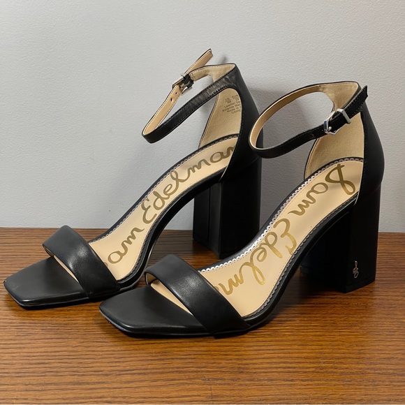 Sam Edelman Daniella Block Heel Sandal, Black Leather - Picture 5 of 14